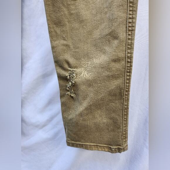 Free People Straight Crop Utility Jeans in Distressed Olive - Women's Size 2 - Picture 14 of 14